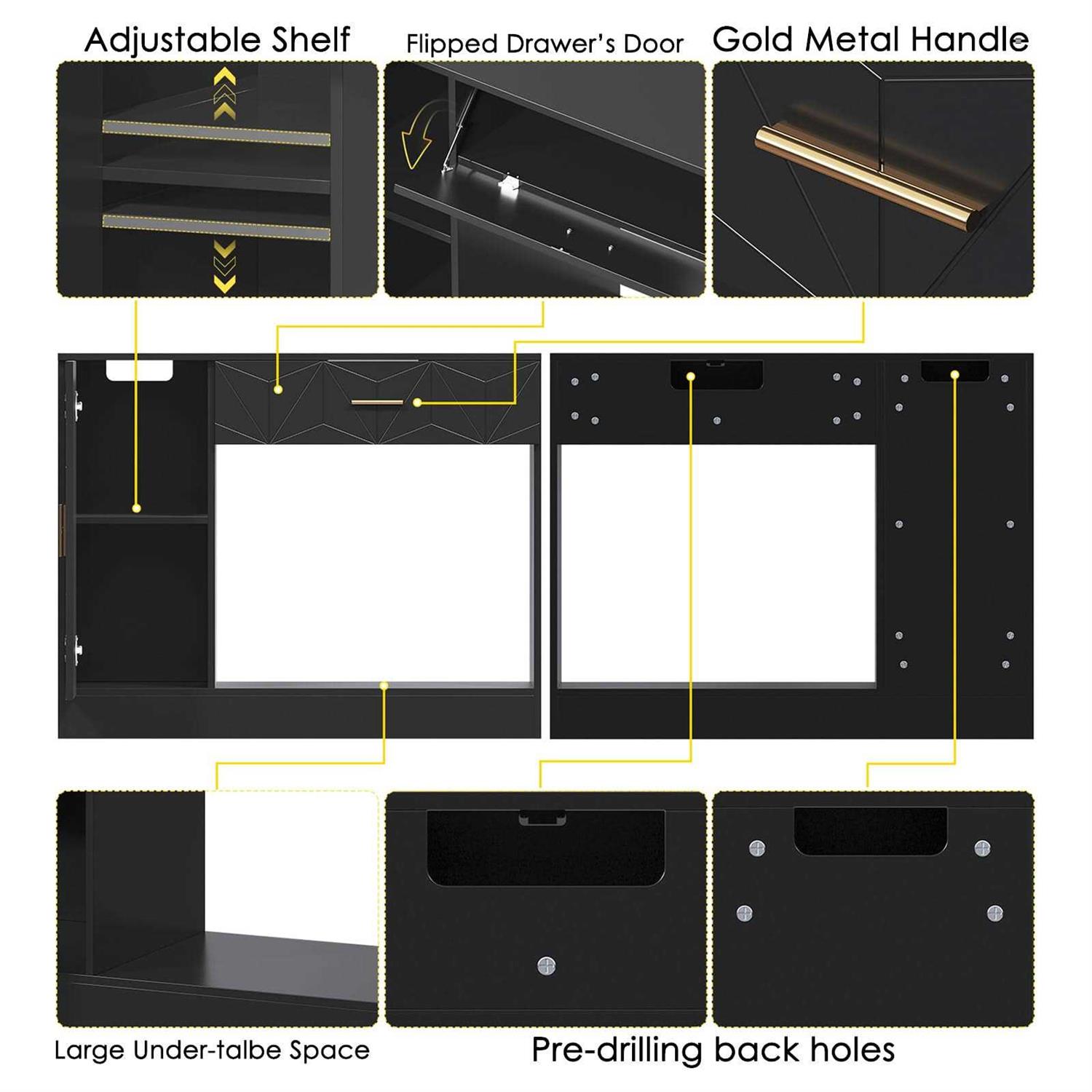 Saudism 40 Gallon Fish Tank Stand, 29-50 Gallon Aquarium Stand, Black Tank Stand, Fish Tank Table with Drawer and Cabinet, Sturdy and Durable - Image 4
