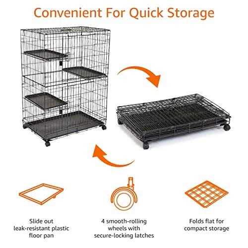 marestores AmazonBasics Large 3-Tier Cat Cage Playpen Box Crate Kennel - Image 5