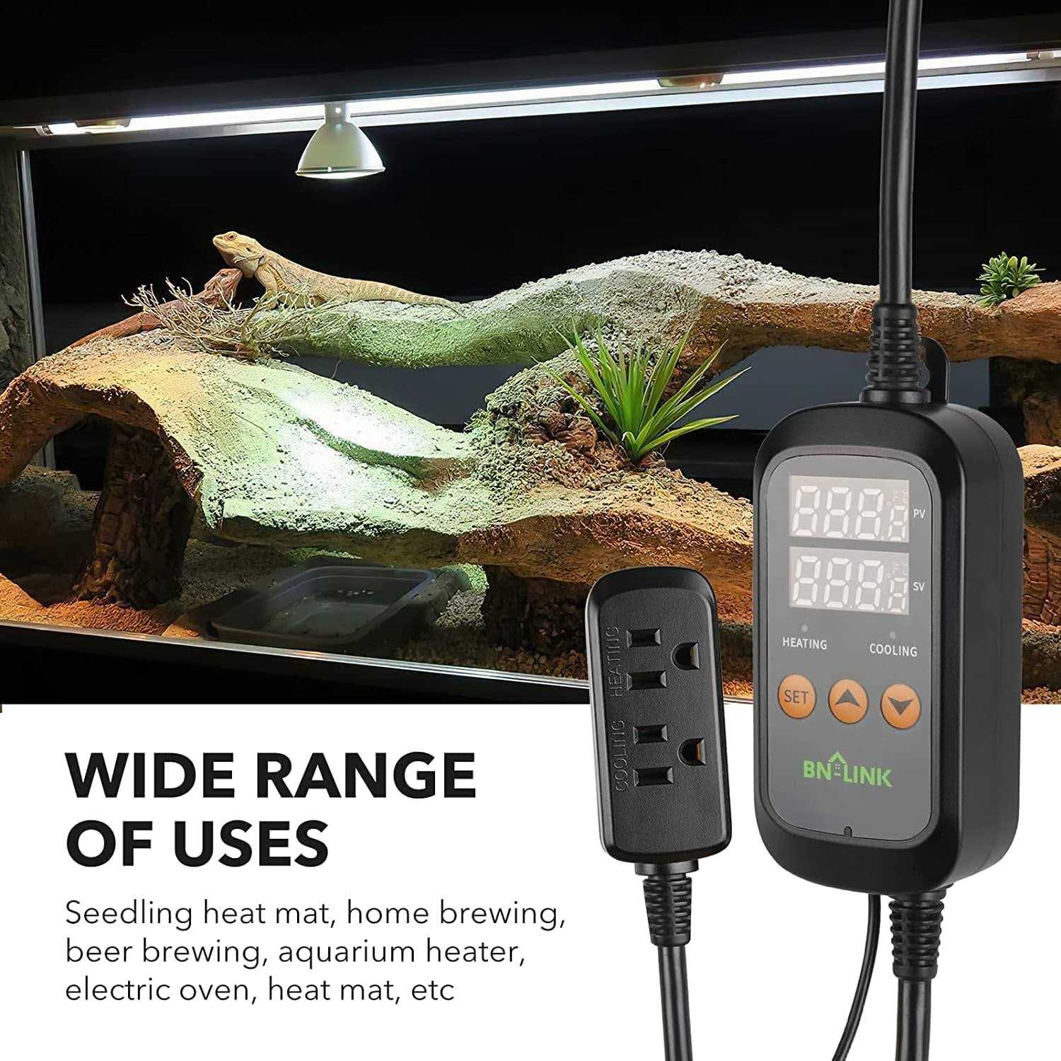 BN-LINK Digital Temperature Controller Heating Cooling 2-Stage Outlet Thermostat Controller Plug for Reptiles Aquarium Carboy Homebrew Breeding - Image 5