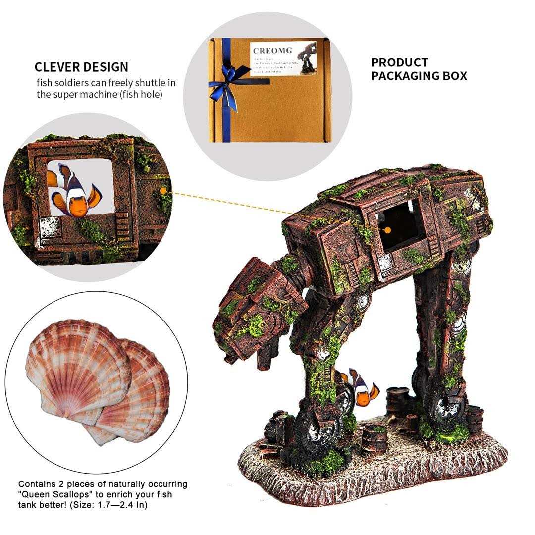 CREOMG Fish Tank Decorations Multi Design Optional Resin Aquarium Ornament Creative Betta Fish Hide Cave for Aquarium Decorations - Image 3