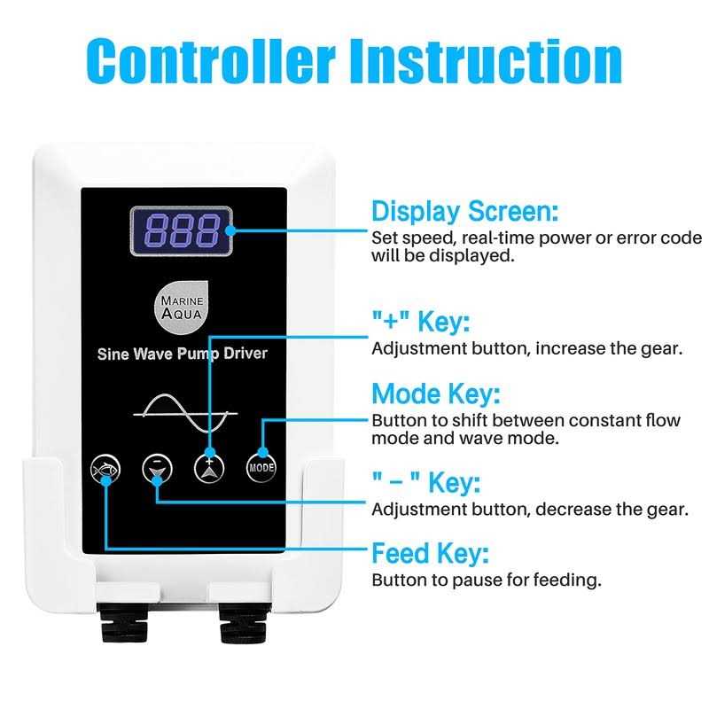 Orlushy DC-4000 Silent Swirl Controllable DC aquarium Pump 25W 1050GPH-marine wavemaker return Pump with sine wave Controller for salt/Freshwater - Image 4