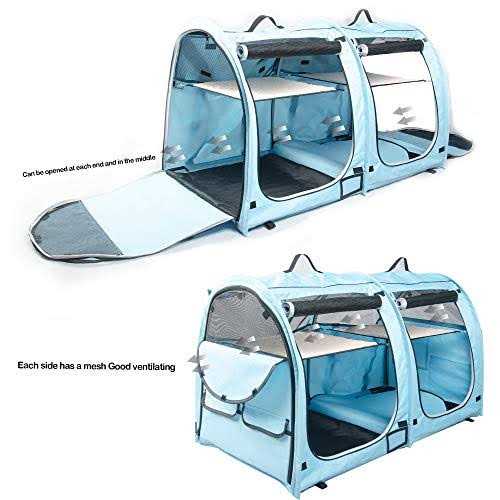 Mispace Portable Twin Compartment Show House Cat Cage/Condo Easy to Fold & Carry Kennel - Image 4