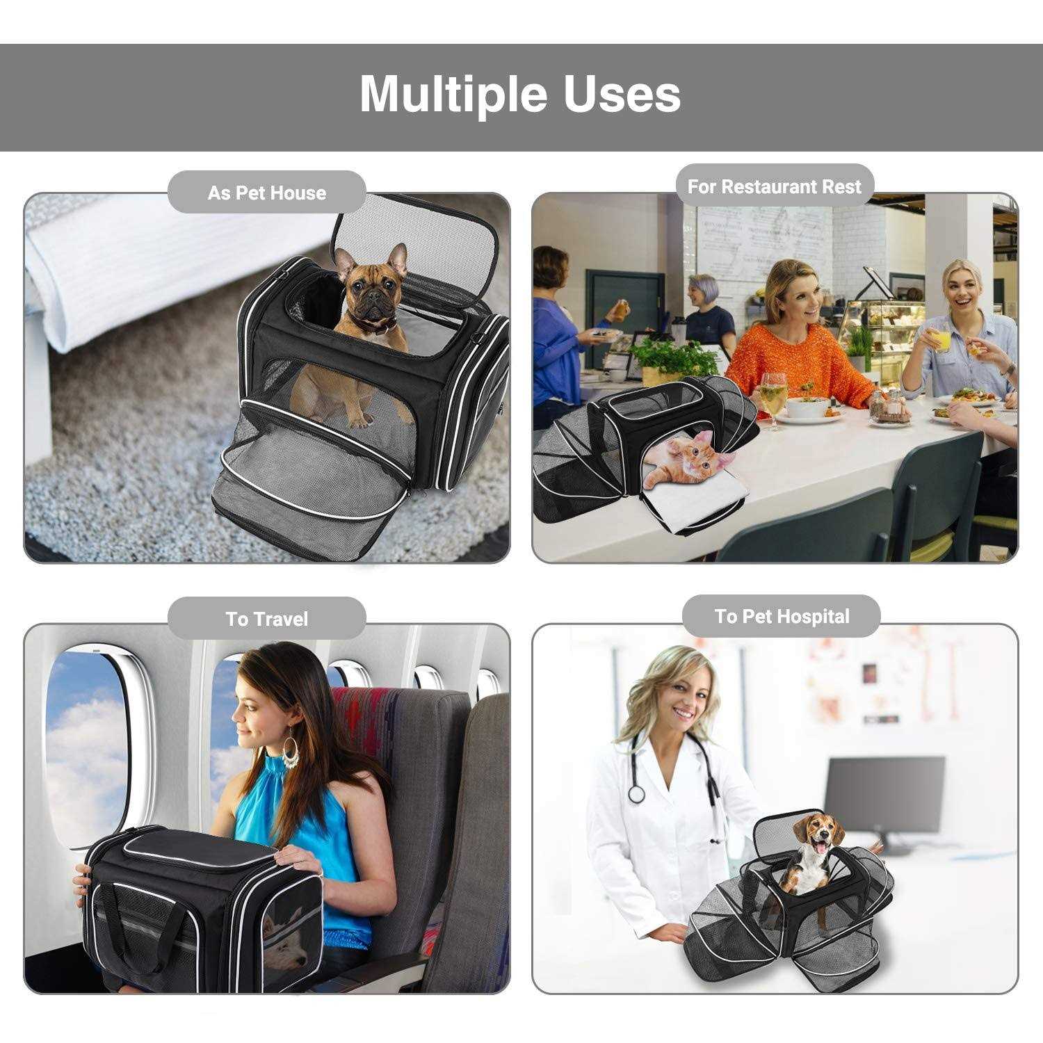 MASKEYON TSA Airline Approved Soft Sided Pet Carrier 4 Expandable Large Travel Carrier Collapsible with 3 Removable Washable - Image 3