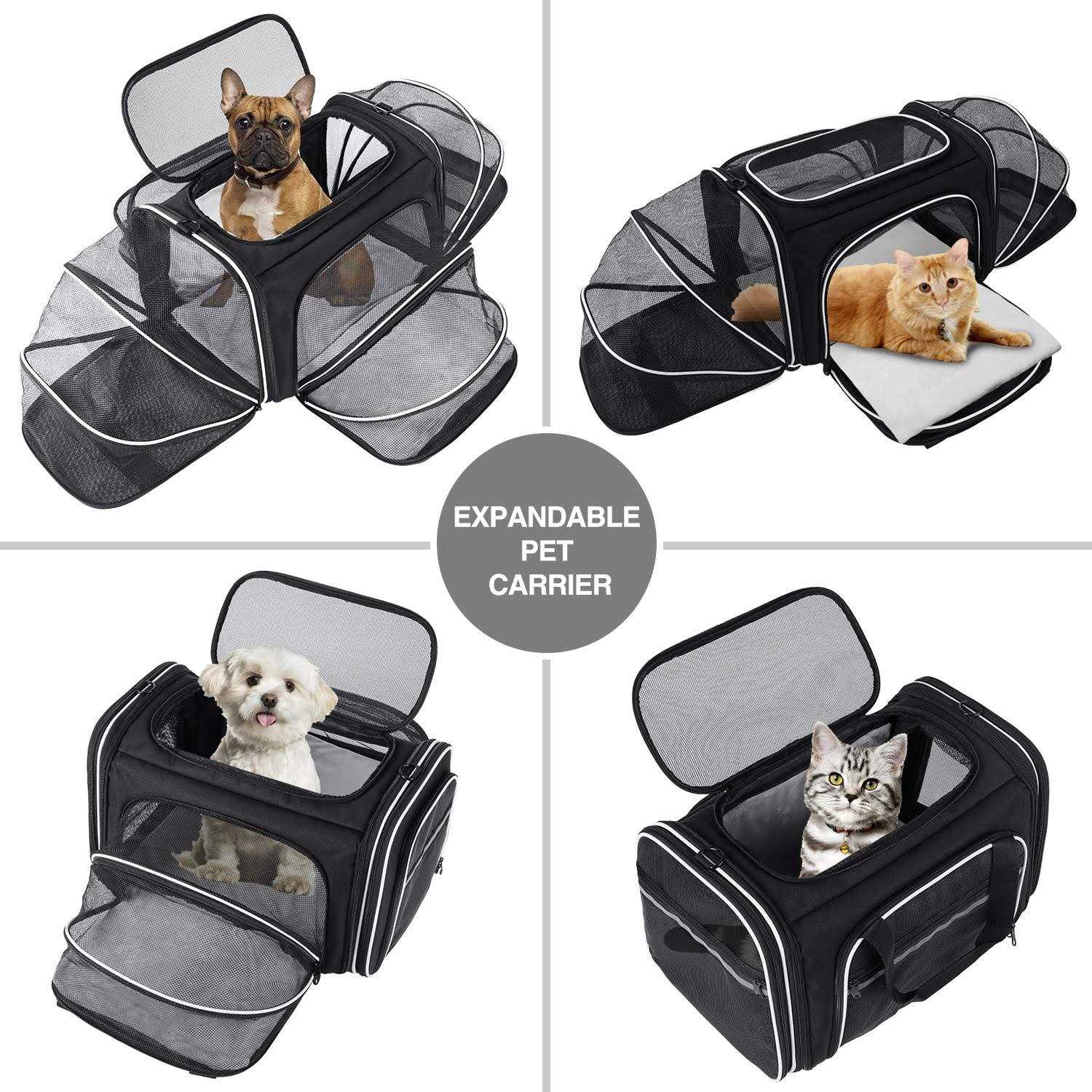 MASKEYON TSA Airline Approved Soft Sided Pet Carrier 4 Expandable Large Travel Carrier Collapsible with 3 Removable Washable - Image 5