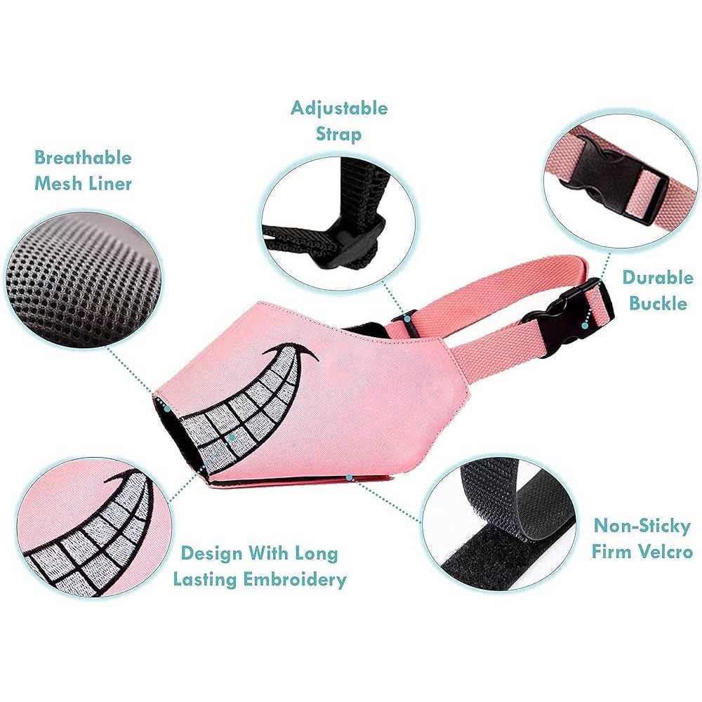 N32 Dog Muzzle Smiley Face Muzzle with Soft Breathable Air Mesh Nylon - Image 4