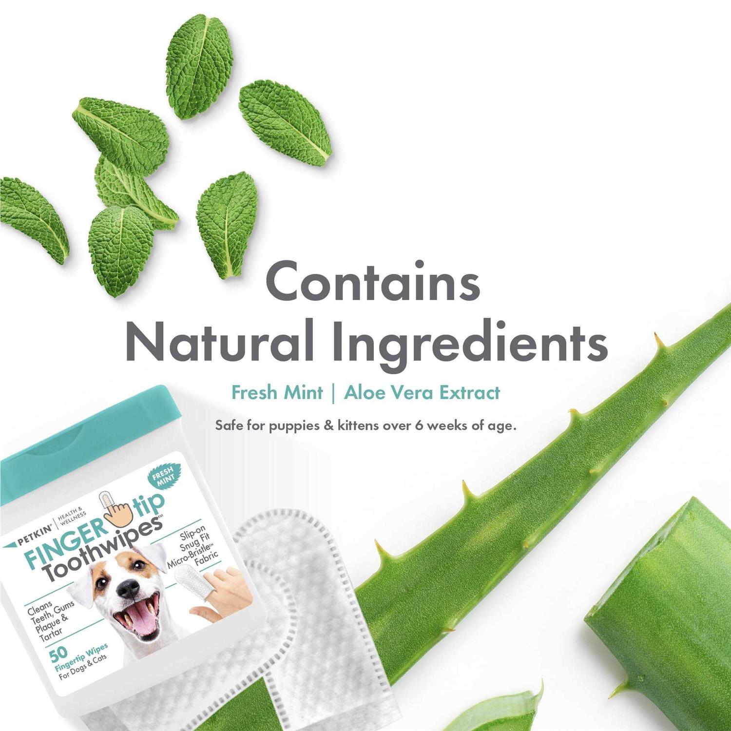 Petkin Fingertip Tooth Wipes for Dogs and Cats 50 Finger Wipes - Image 4