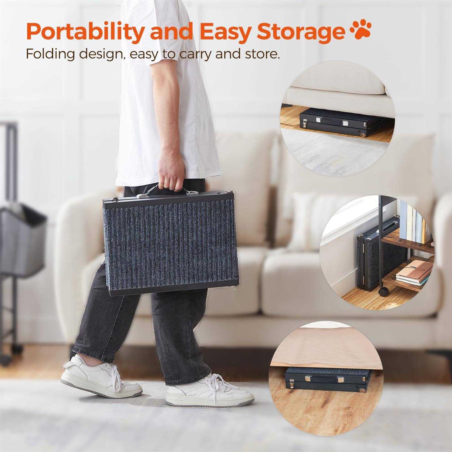 MAHANCRIS Dog Ramp 32'' Long Portable Pet Stair Ramp with Non-Slip Rug Surface - Image 4