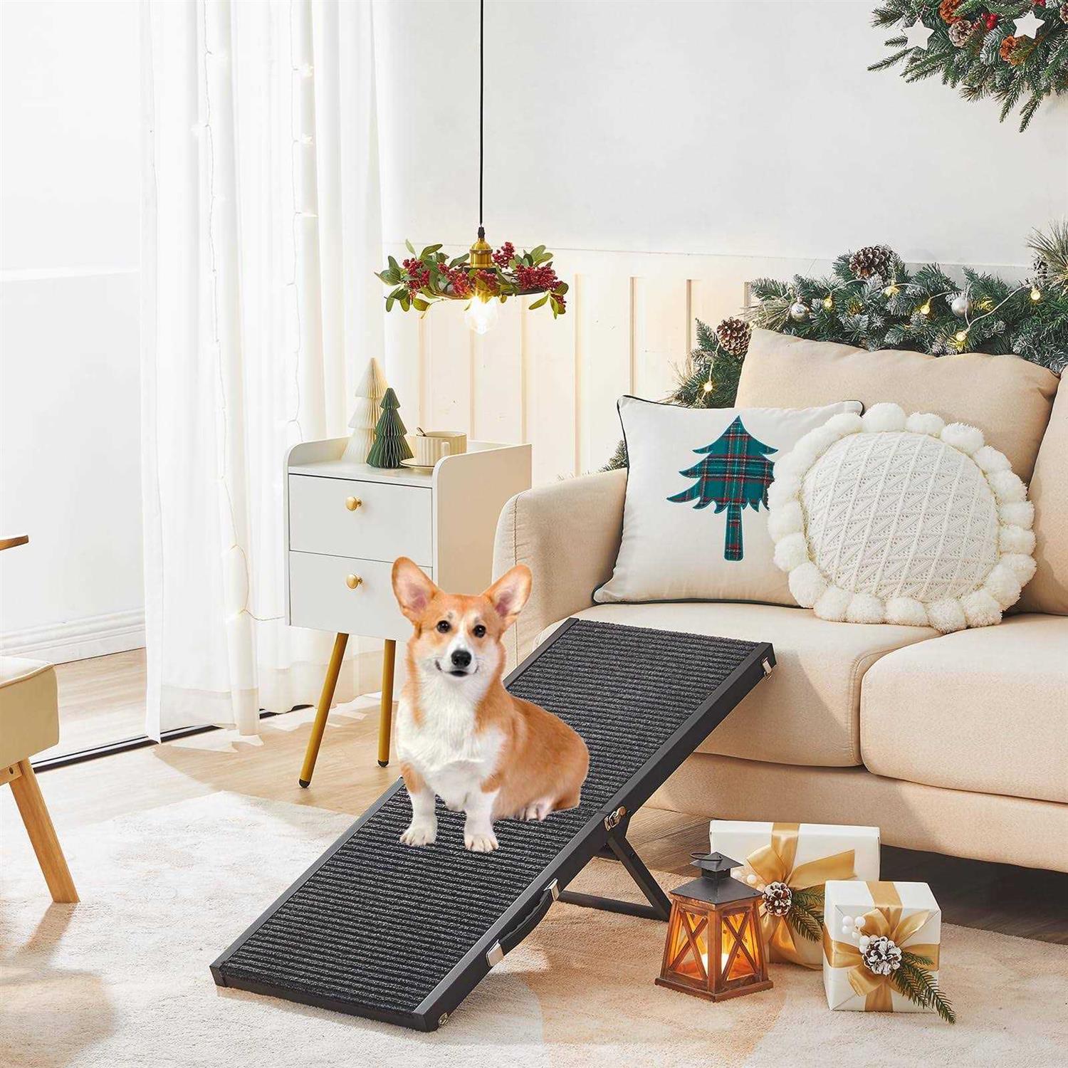 MAHANCRIS Dog Ramp 32'' Long Portable Pet Stair Ramp with Non-Slip Rug Surface - Image 5