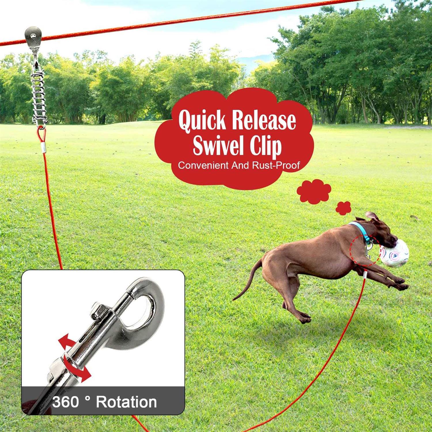 LUFFWELL Dog Runs for Outside 100FT Dog Runner for Yard Dog Tie Out Cable - Image 3