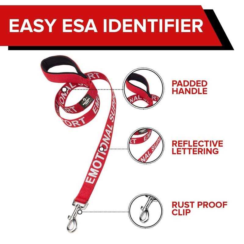 Industrial Puppy Emotional Support Dog Leash Wrap with Neoprene Handle and Reflective Emotional Support Lettering - Image 3