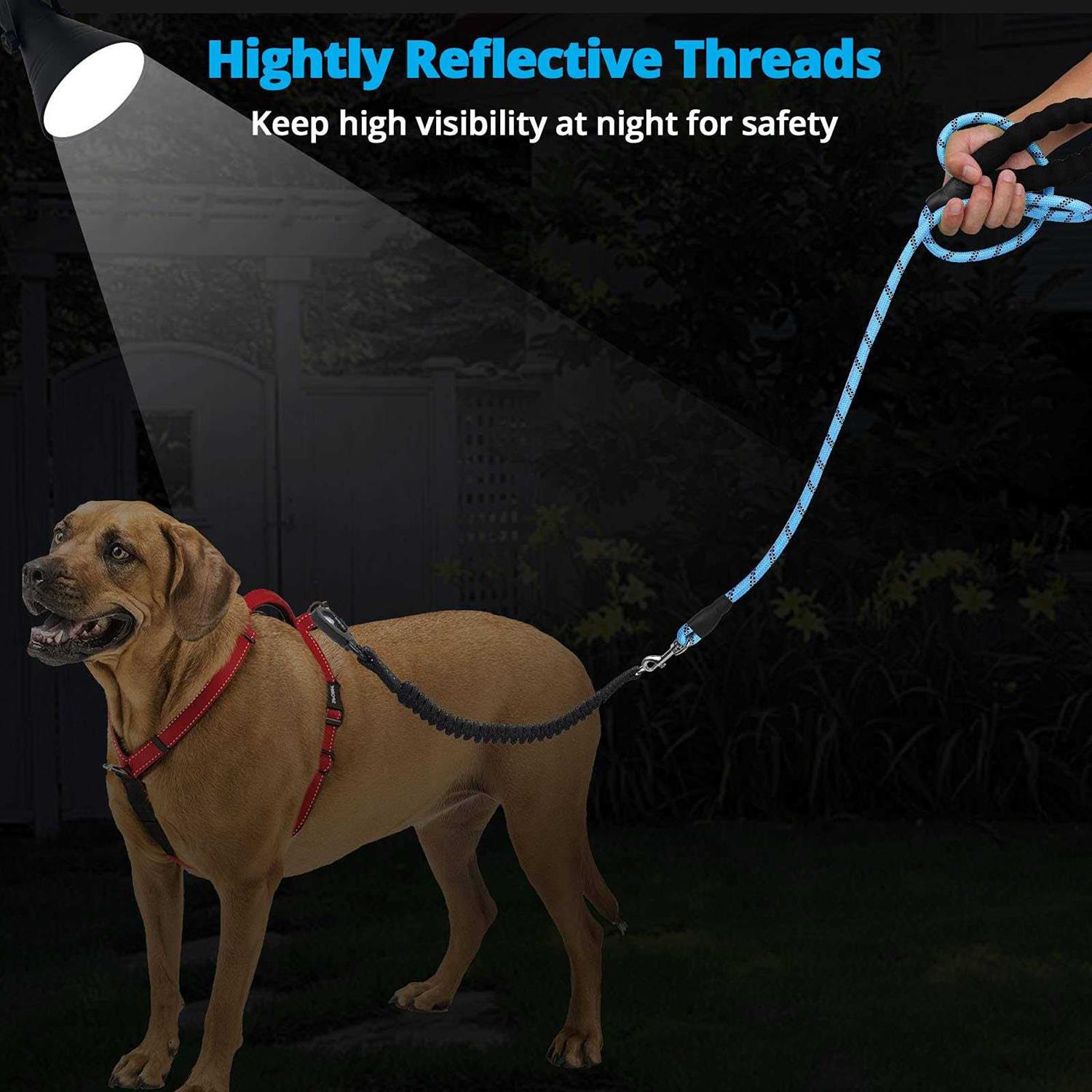 jenico Dog Leash 34561015203050100150FT Heavy Duty Leash with Swivel Lockable Hook and ,Reflective Threads Bungee Dog Leash comfortab - Image 4