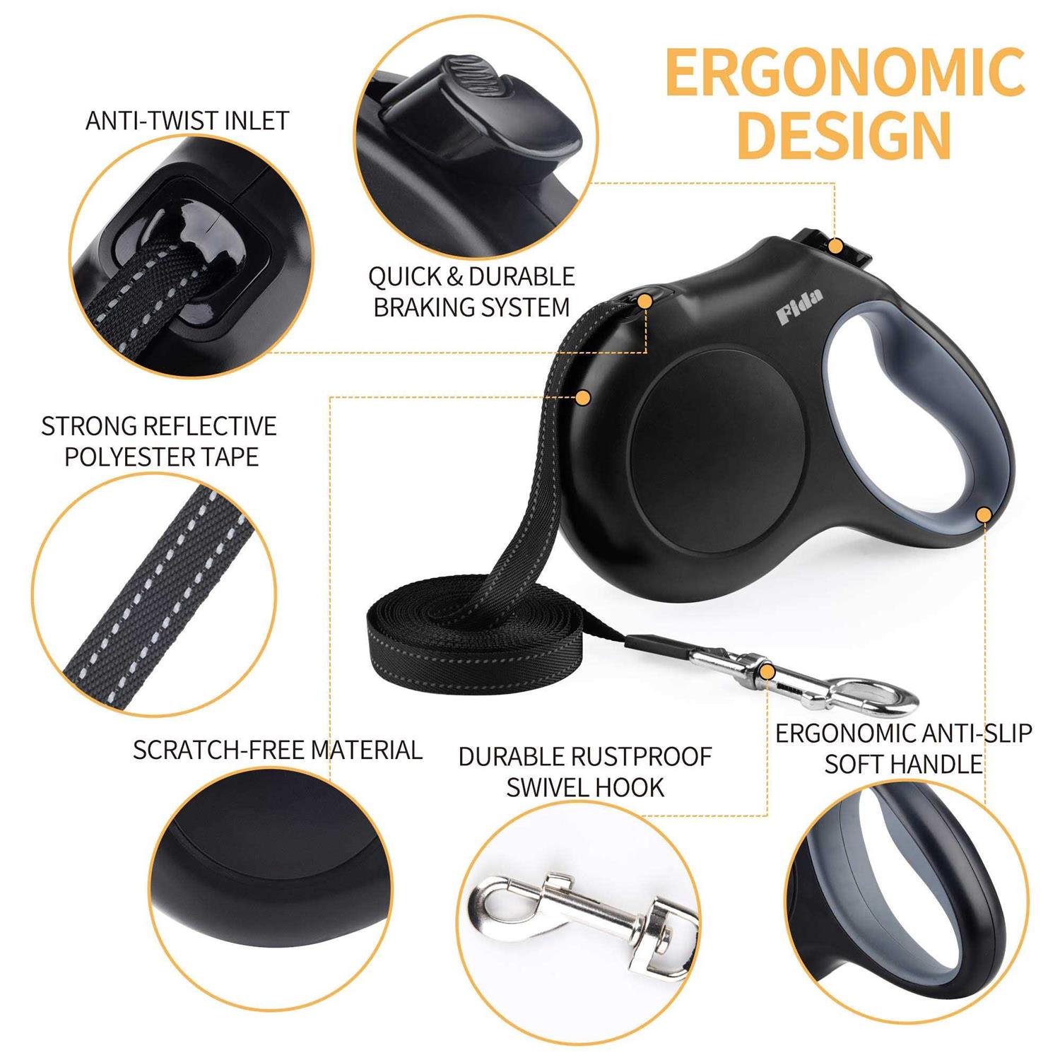 Fida Retractable Dog Leash 16 ft Dog Walking Leash for Small Dogs up - Image 3