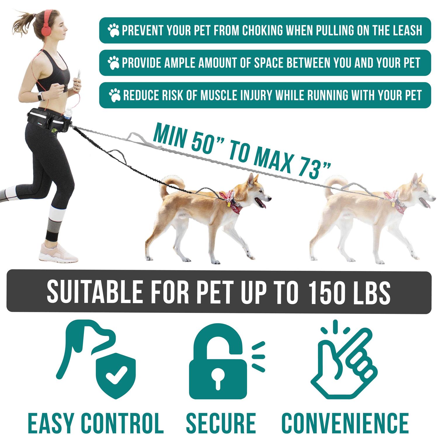 PetAmi Hands Free Dog Leash Dog Running Leash Belt Bag for Walking - Image 3