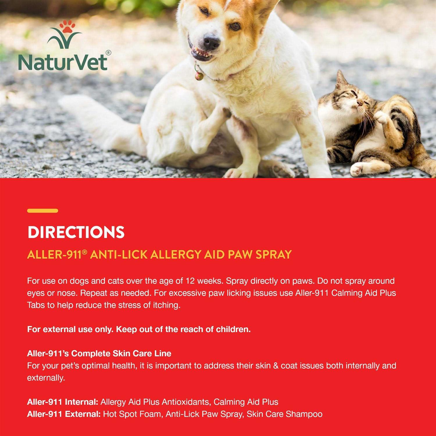 NaturVet Aller-911 Anti-Lick Paw Spray for Dogs & Cats - Image 3