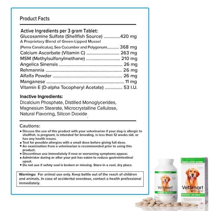 VetSmart Formulas Advanced Hip + Joint Complex with MSM and Green-Lipped Mussel for Dogs - Image 3