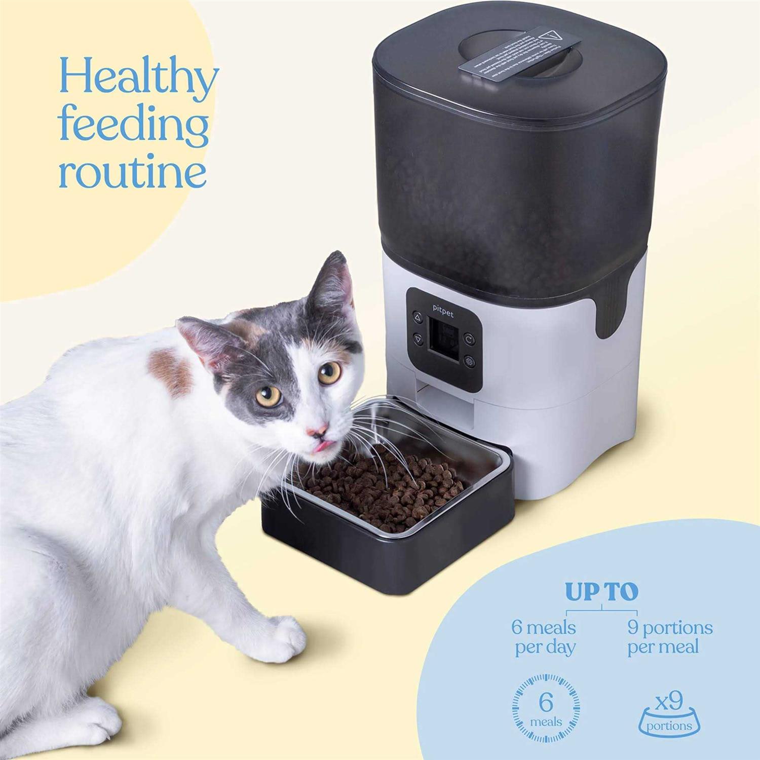 Pitpet Smart Automatic Cat Feeder 6-L Reliable Automatic Cat Food Dispenser with Display LCD Screen for Easy Set Up -Portion Control Automatic Dog - Image 3