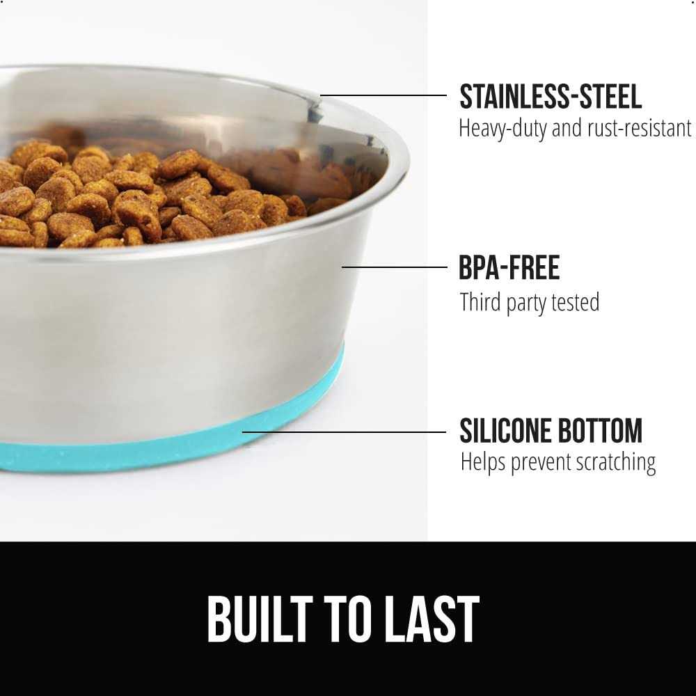 Gorilla Grip Stainless Steel Metal Dog Bowl Set of 2 Rubber Base - Image 4
