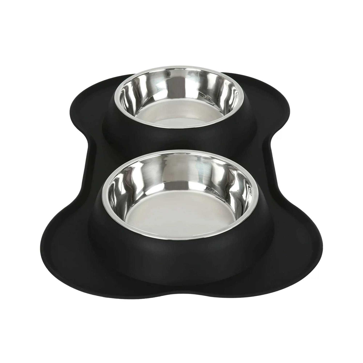 Vibrant Life Double Dog Bowls with Bone Shaped Mat Diner Set - Image 4