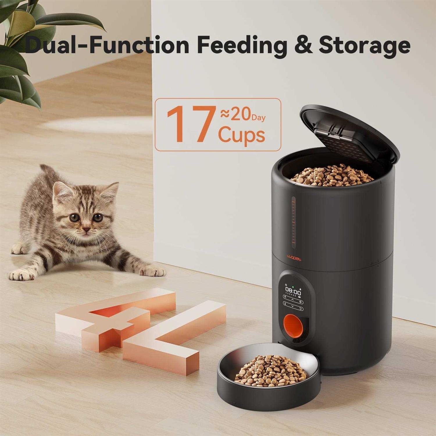 Wopet Automatic Dog Feeders Pet Feeder Cat Food dispenser With Stainless Steel Bowl - Image 4