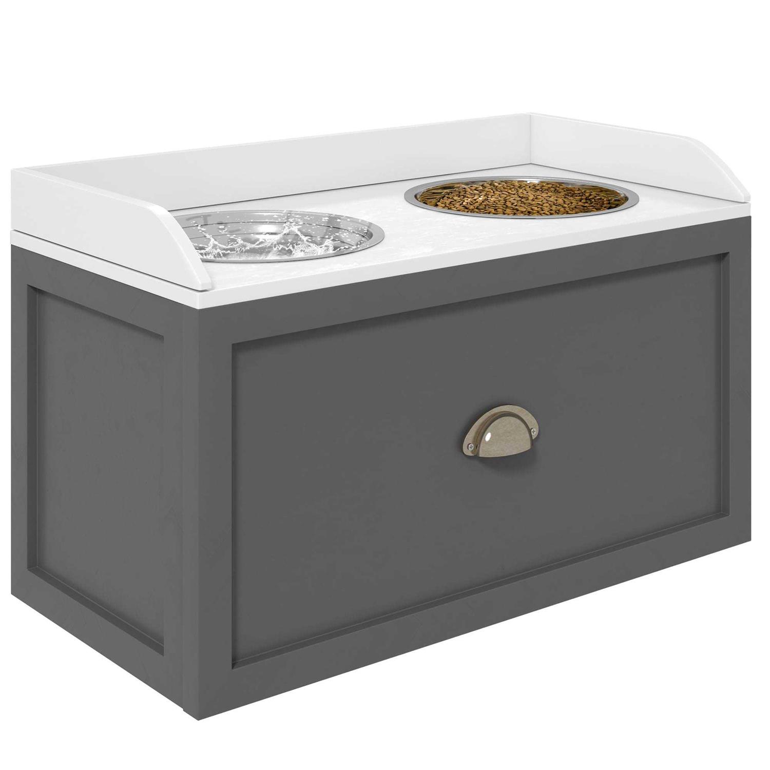 PawHut Large Elevated Dog Bowls with Storage Drawer - Image 5