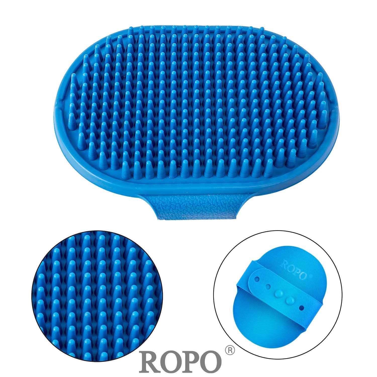 ROPO Dog Grooming Brush, Pet Shampoo Bath Brush Soothing Massage Rubber Comb with Adjustable Ring Handle for Long Short Haired Dogs and Cats 2pcs - Image 3