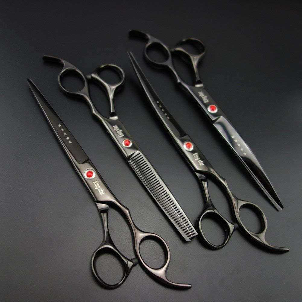 Kingstar 7.0in Titanium Professional dog grooming scissors set,Straight & Thinning & Curved scissors 4pcs set for dog grooming - Image 3