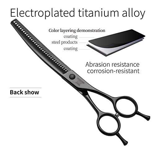 Fenice Peak Professional Dog Grooming Scissors Pet Curved Thinning Shears 7.0'' Extremely Sharp Blades 440C Steel Thinning Scissors Durable Smooth - Image 3