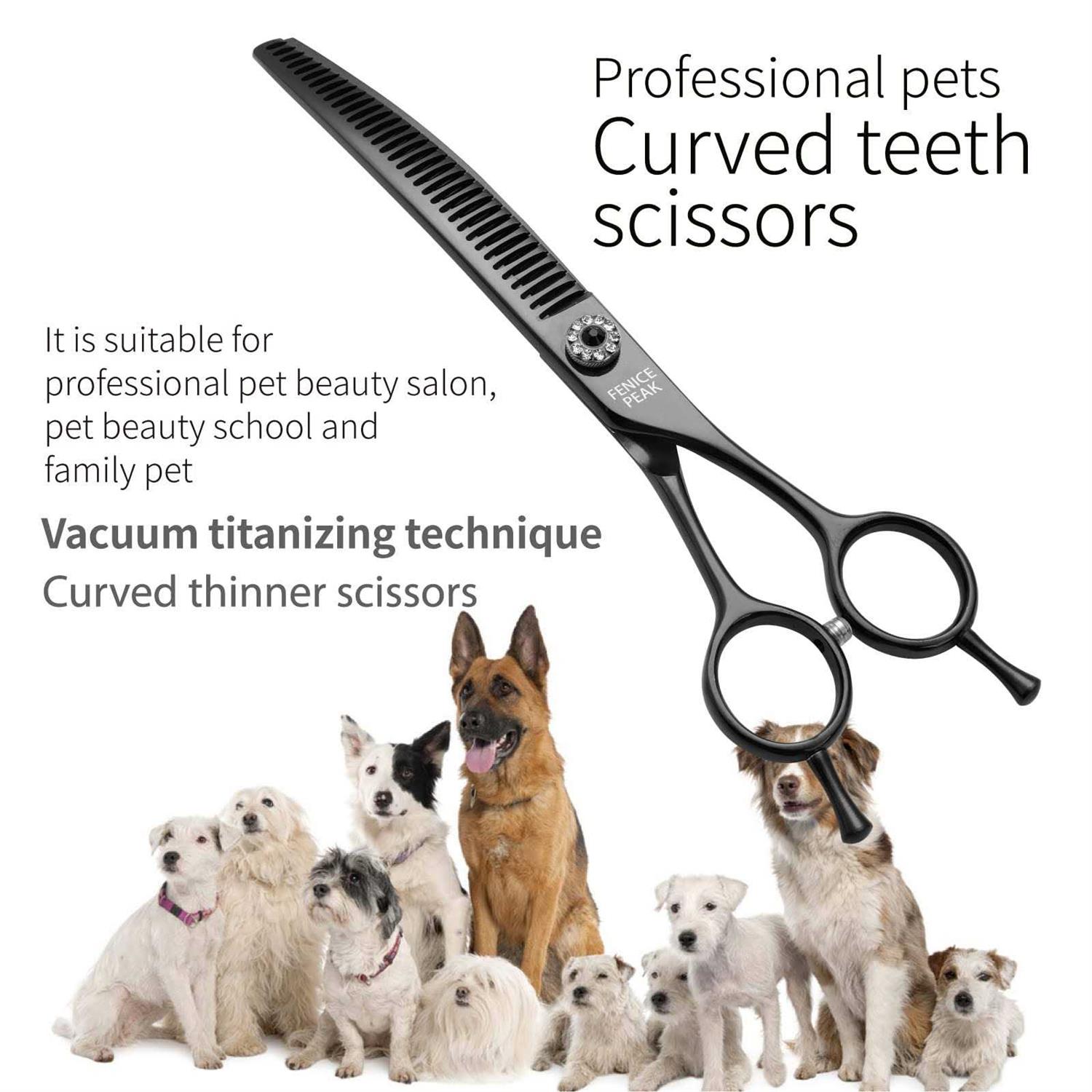 Fenice Peak Professional Dog Grooming Scissors Pet Curved Thinning Shears 7.0'' Extremely Sharp Blades 440C Steel Thinning Scissors Durable Smooth - Image 4