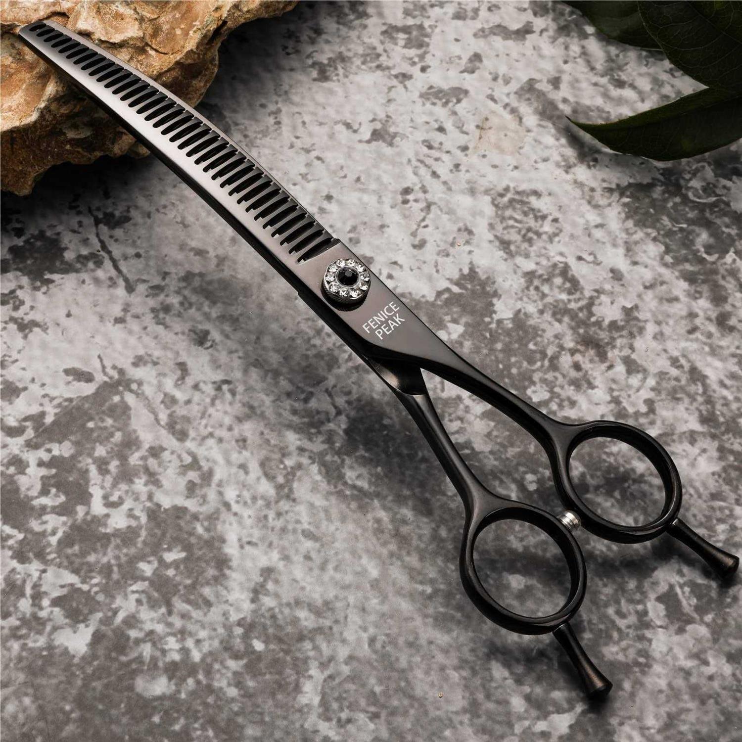 Fenice Peak Professional Dog Grooming Scissors Pet Curved Thinning Shears 7.0'' Extremely Sharp Blades 440C Steel Thinning Scissors Durable Smooth - Image 5