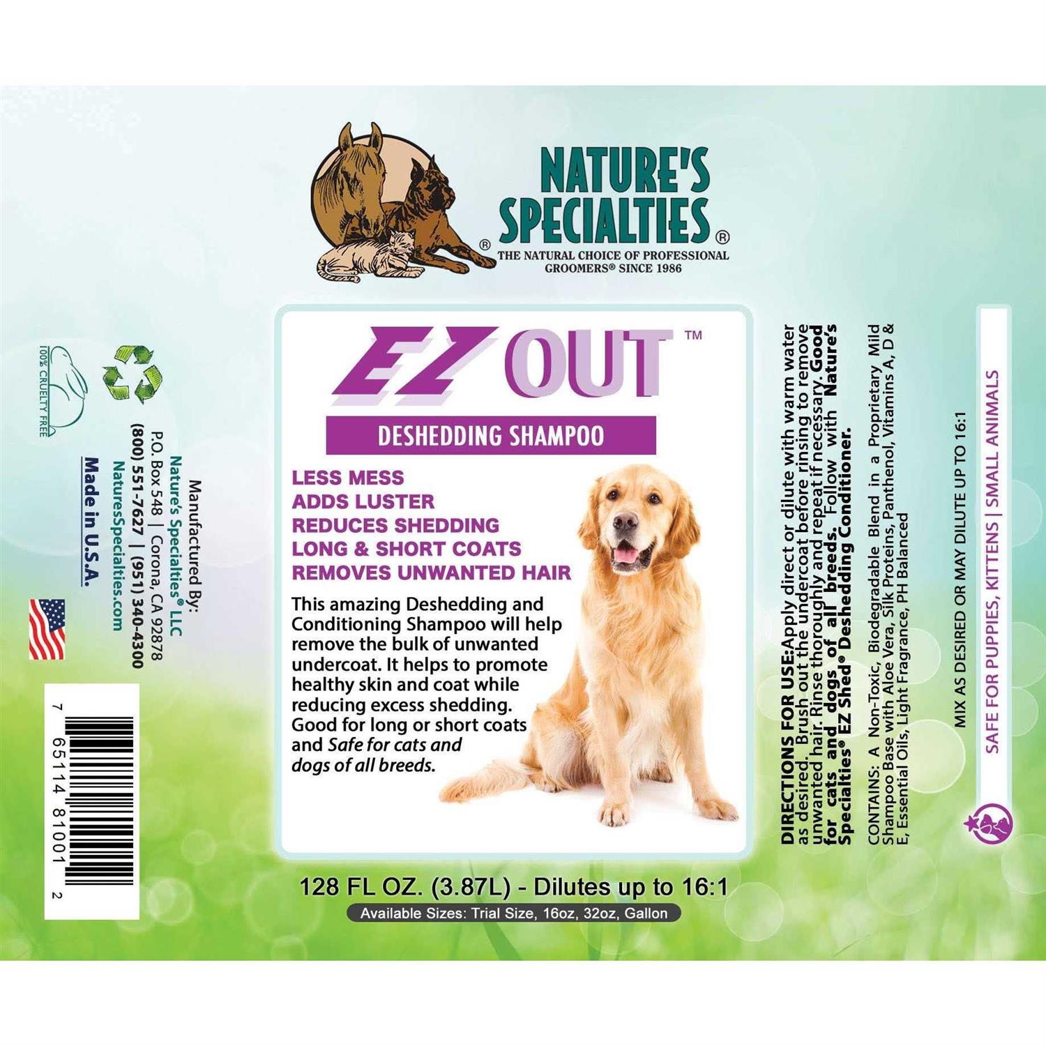 Nature's Specialties EZ Out Deshedding Shampoo for Dogs Cats - Image 5
