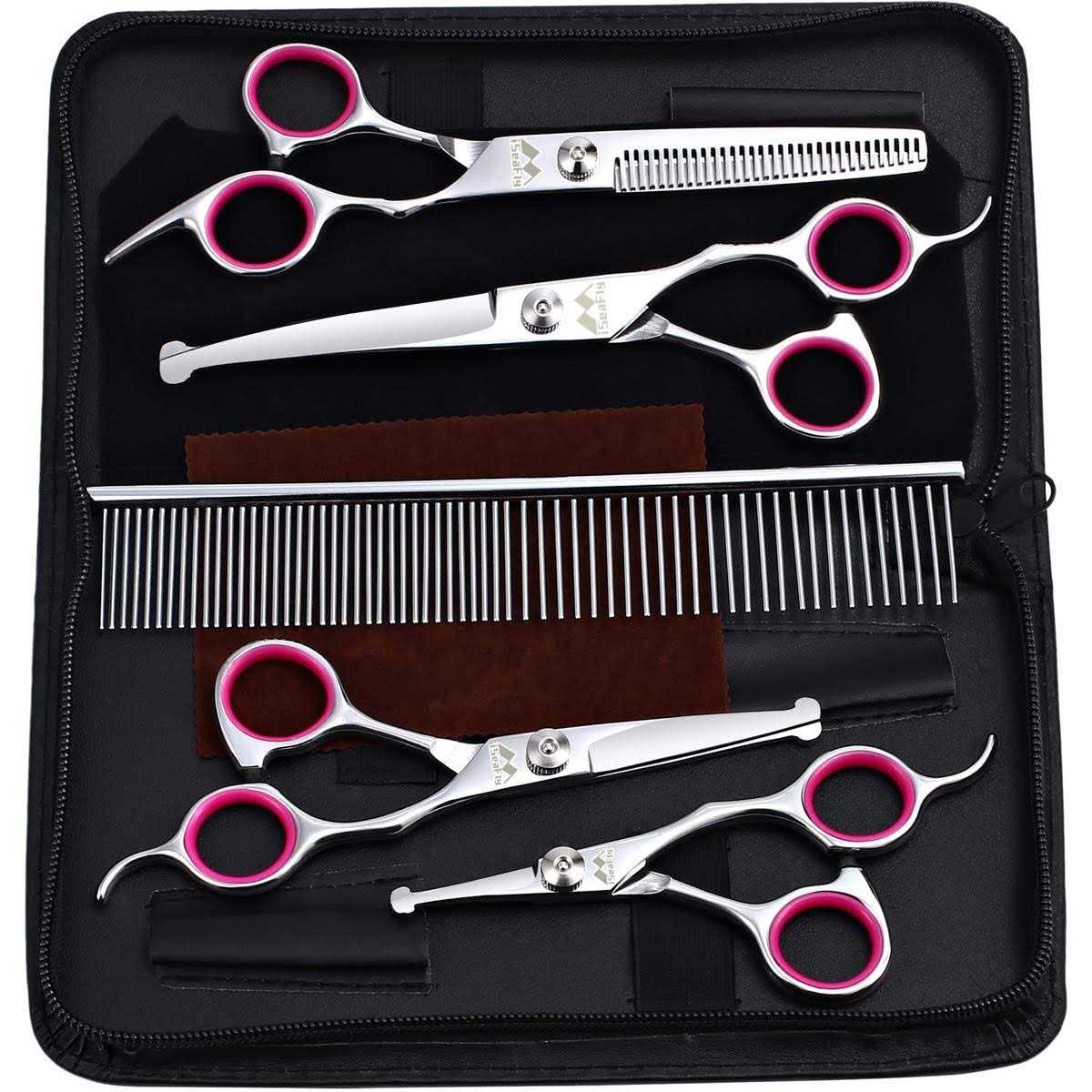 iSeaFly Dog Grooming Scissors Kit with Round Tip Set of 5 Cat Dog Scissors - Image 5