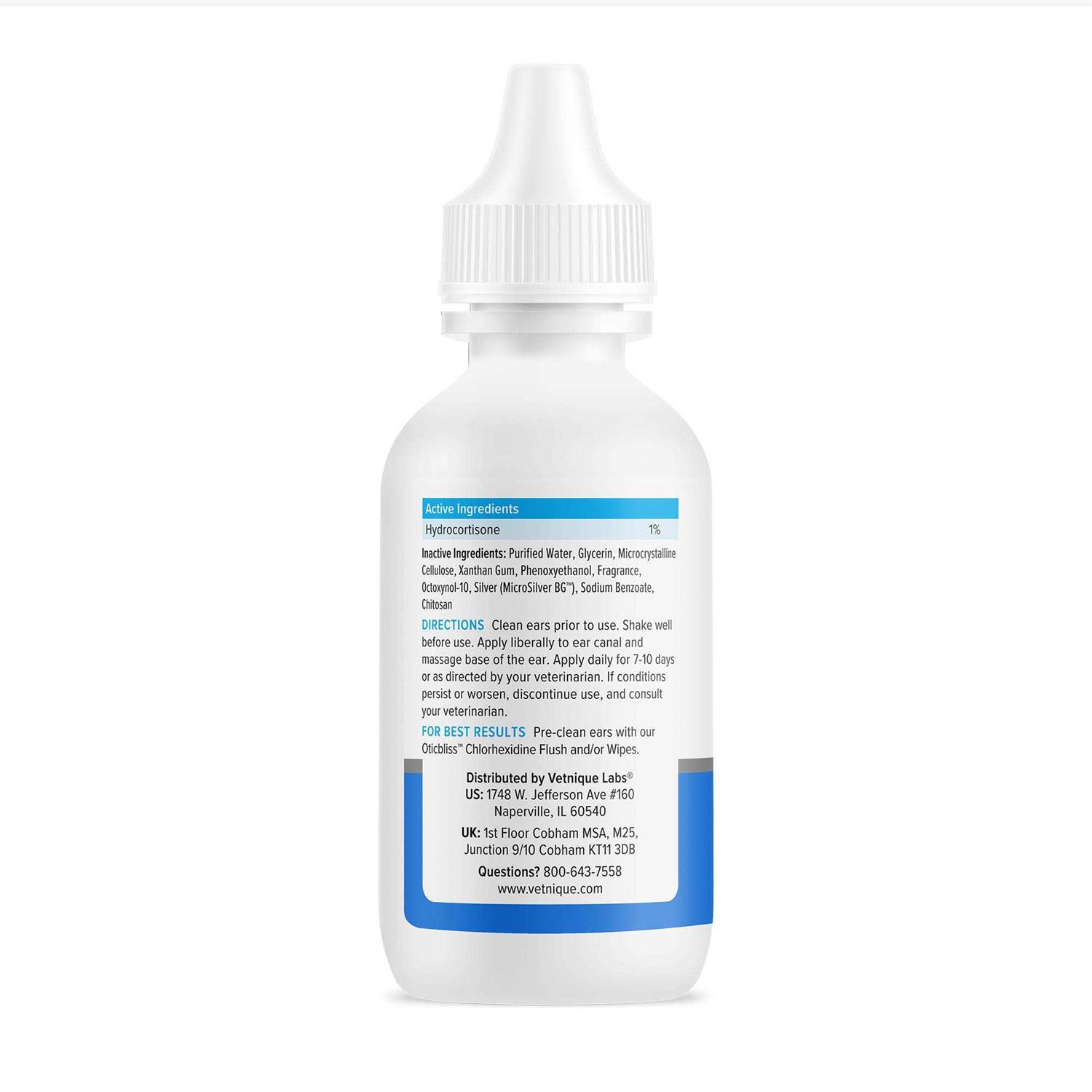 Vetnique Labs Oticbliss Vet-Strength Ear Drops for Dogs & Cats with MicroSilver BG & 1% Hydrocortisone Soothing Relief for Irritated Ears Dog Ear - Image 3