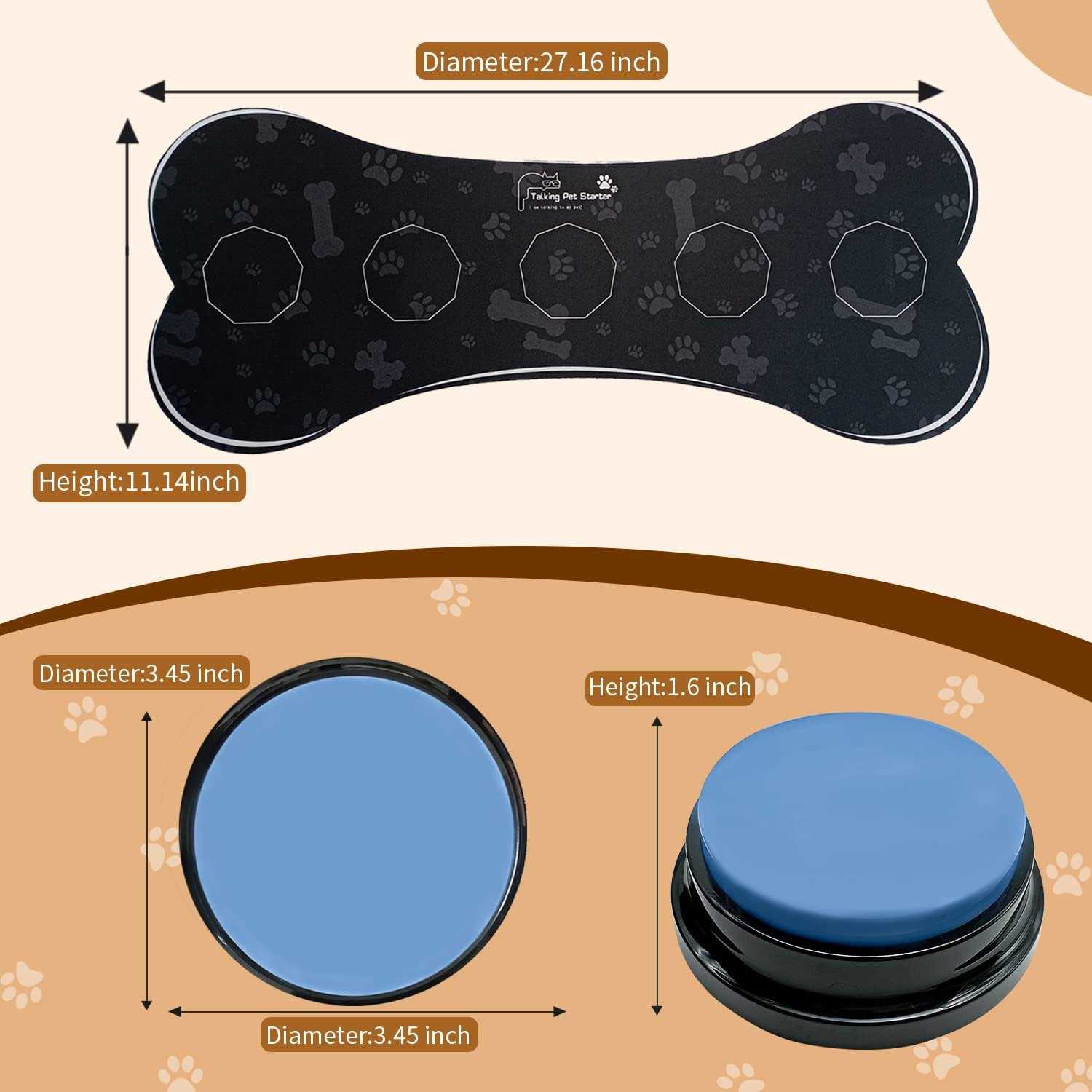 Set of 5 Color Dog Buttons with Rubber Mat for Communication,Dog Talking Buttons,Pet Buttons,Dog Training & Behavior Aids,Train Your Dog to Voice - Image 3