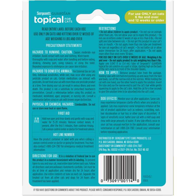 Sergeants Sergeant's Guardian Flea and Tick Topical for Cats - Image 5