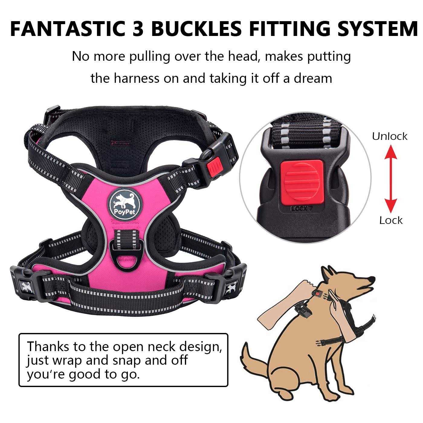 Poypet No Pull Dog Harness, Reflective Vest Harness with Front Adjustable - Image 5
