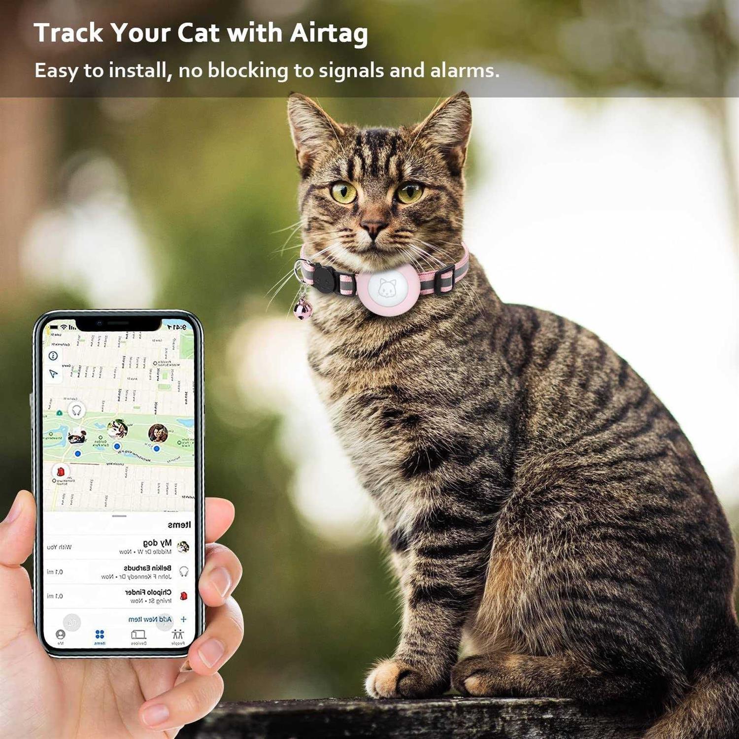 Airtag Cat Collar with Breakaway Bell Reflective Strap with Air Tag Case for Cat Kitten - Image 3