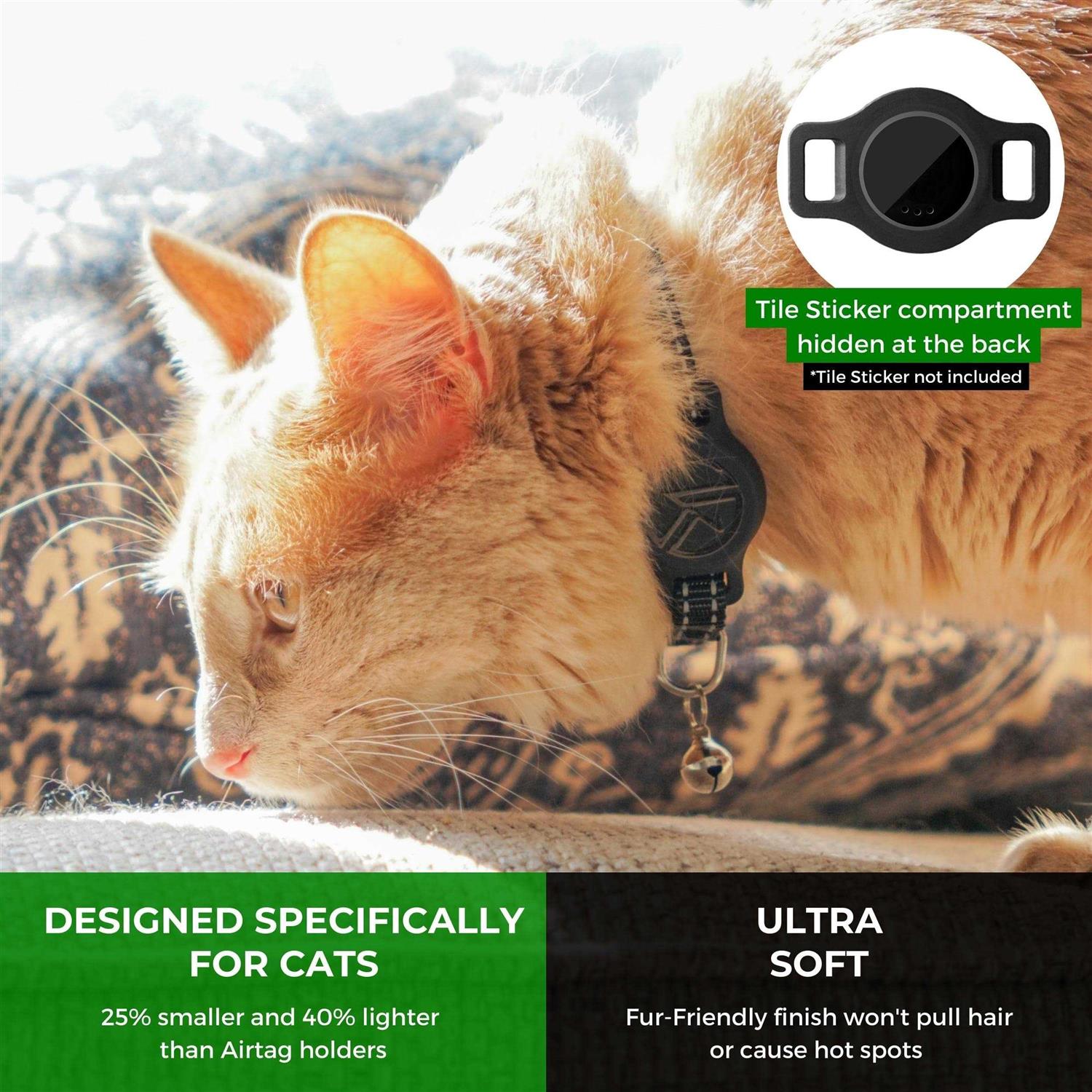 Kitty Kompass Tile Sticker Holder Cat Tracking Collar Breakaway, Reflective Kitten Collar with Tile Sticker Holder and Bell for Girl Boy Cats - Image 5