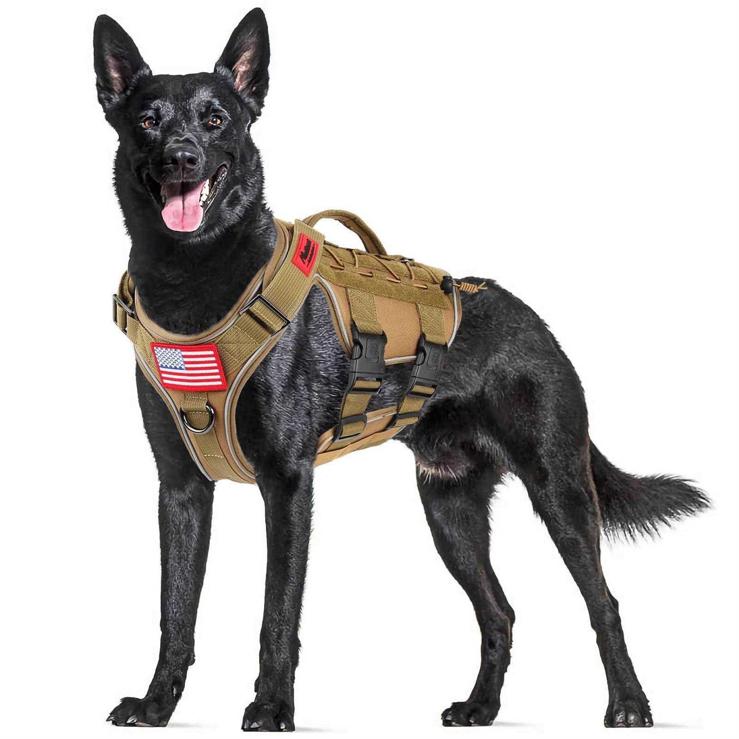 Manificent Tactical Dog Harness Full Body for Medium Large Dogs Reflective No Pull Service Dog Vest with Handle American Flag Patch - Image 4