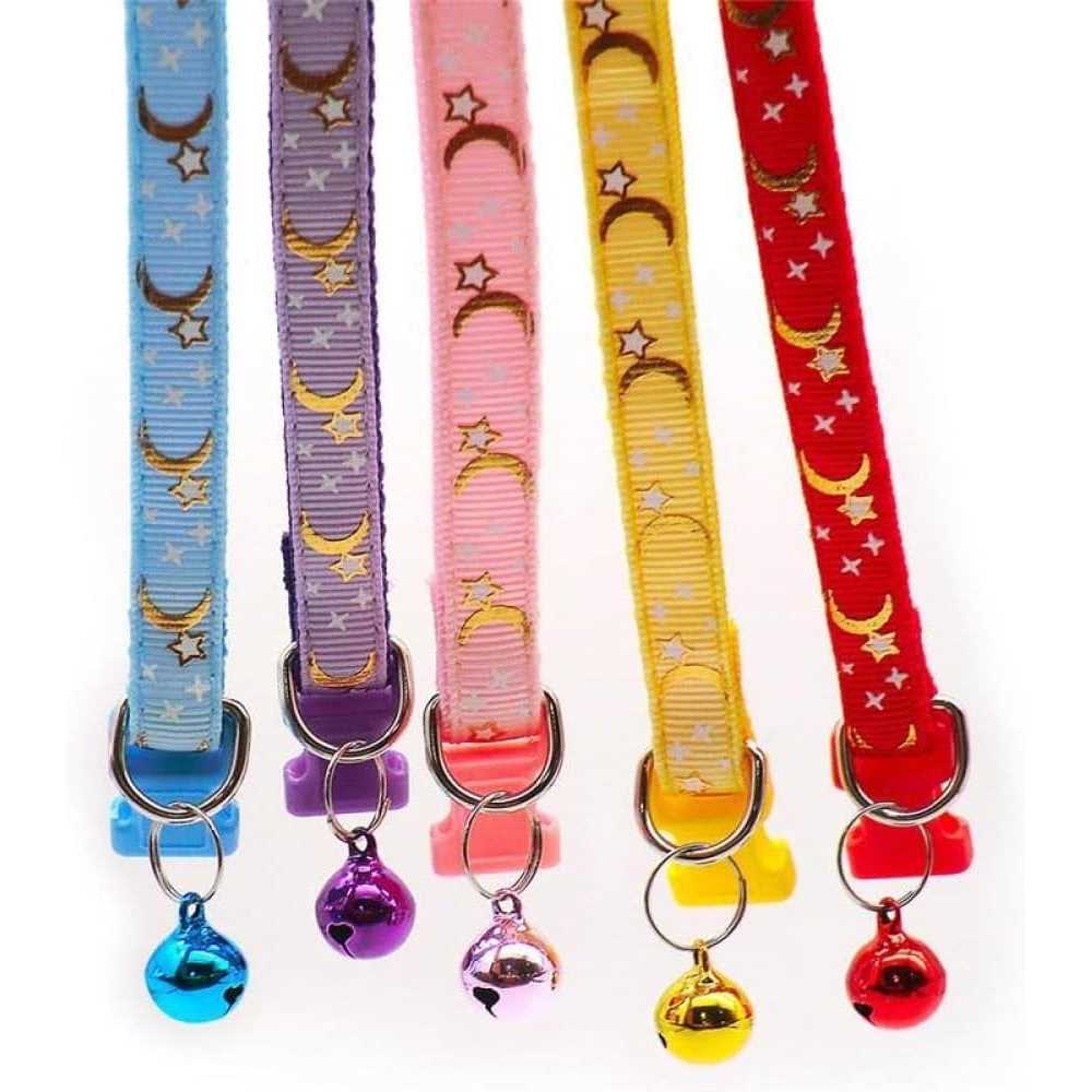 Reflective Cat Collars Bell 2-Pack Girl Boy Pet Kitten Collar with Star Moon Patetrn Adjustable 7.5-12.5 Inch - Image 5