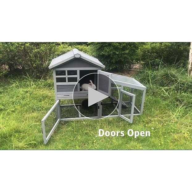 Gutinneen Rabbit House Indoor Outdoor Rabbit Hutch with Ventilation Door,Wooden Bunny cage with No LeakageTray - Image 4