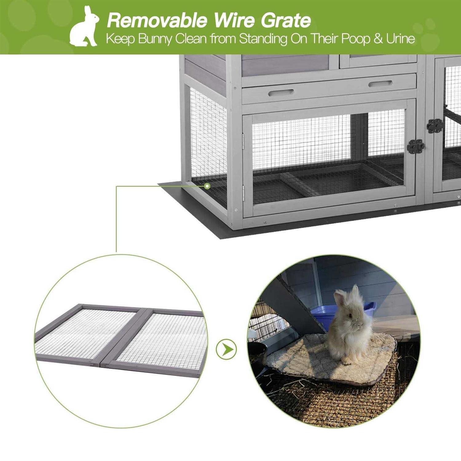 Gutinneen Rabbit House Indoor Outdoor Rabbit Hutch with Ventilation Door,Wooden Bunny cage with No LeakageTray - Image 5