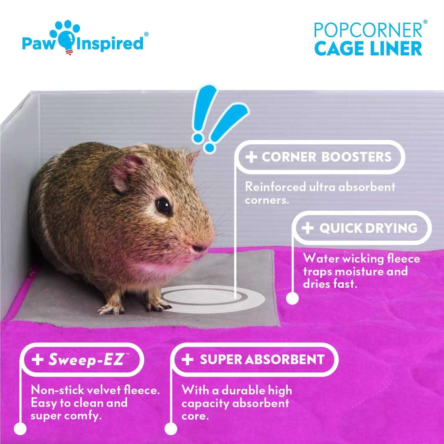Paw Inspired PopCorner Washable Fleece Guinea Pig Cage Liners & Bedding - Image 4