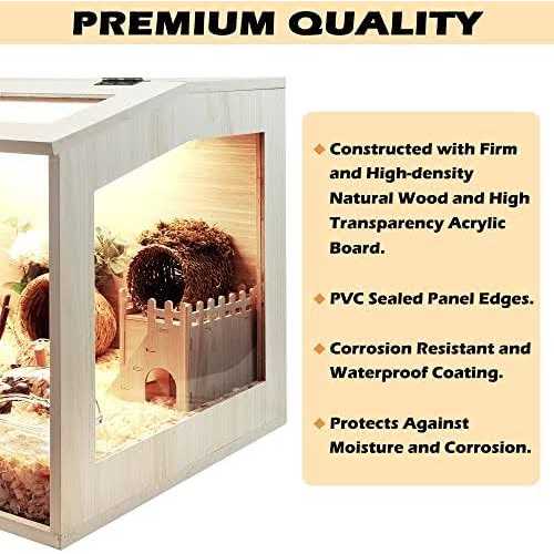 Prolee Hamster Cage Wooden Mice and Rat Habitat Openable Top with Acrylic Sheets Solid Built - Image 5