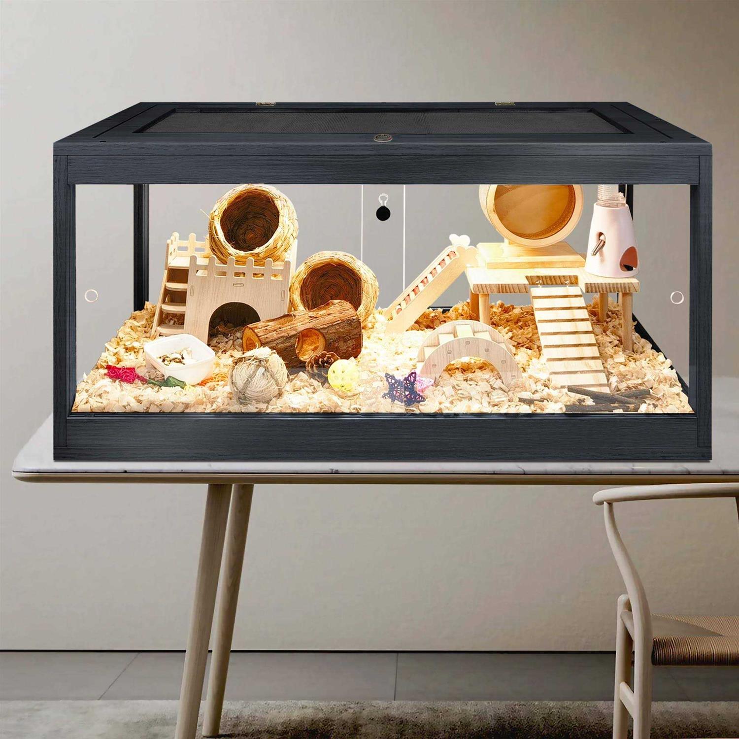 Prolee Hamster Cage Wooden Mice and Rat Habitat Openable Top with Acrylic Sheets Solid Built - Image 4