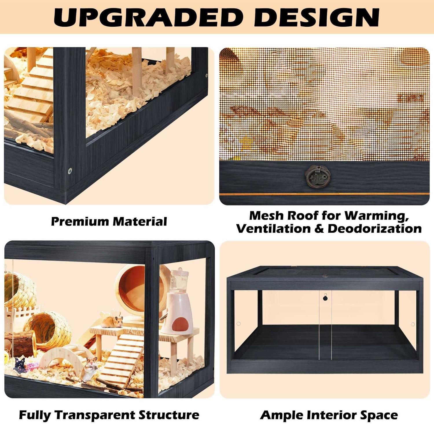 Prolee Hamster Cage Wooden Mice and Rat Habitat Openable Top with Acrylic Sheets Solid Built - Image 5