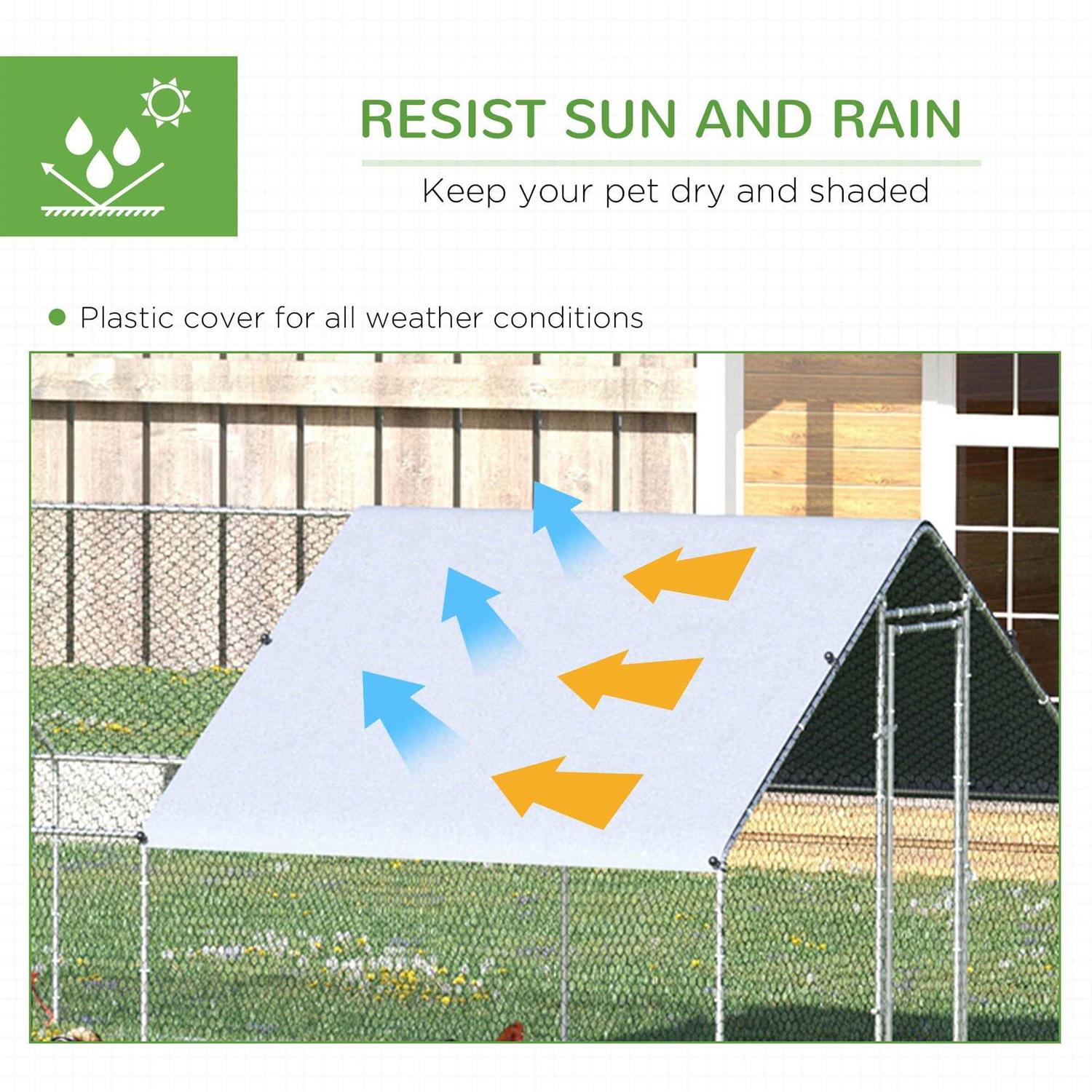 PawHut Large Metal Chicken Coop, Walk-in Poultry Cage Hen Playpen House with Cover and Lockable Door for Outdoor - Image 5