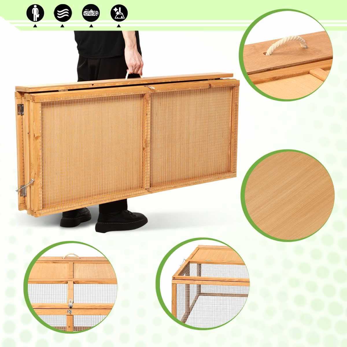 Magshion Wooden Chicken Coop Rabbit Hutch Pet cage Wood Small Animal Poultry cage Run - Image 3