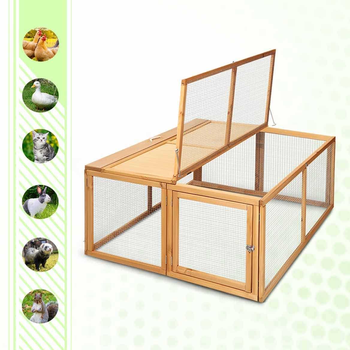 Magshion Wooden Chicken Coop Rabbit Hutch Pet cage Wood Small Animal Poultry cage Run - Image 4