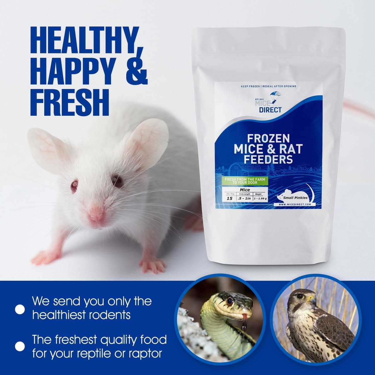 MiceDirect Frozen Mice Feeders Large Mice Fuzzies & Mice Hoppers Snake Food Combo Pack, 150 Count - Image 5