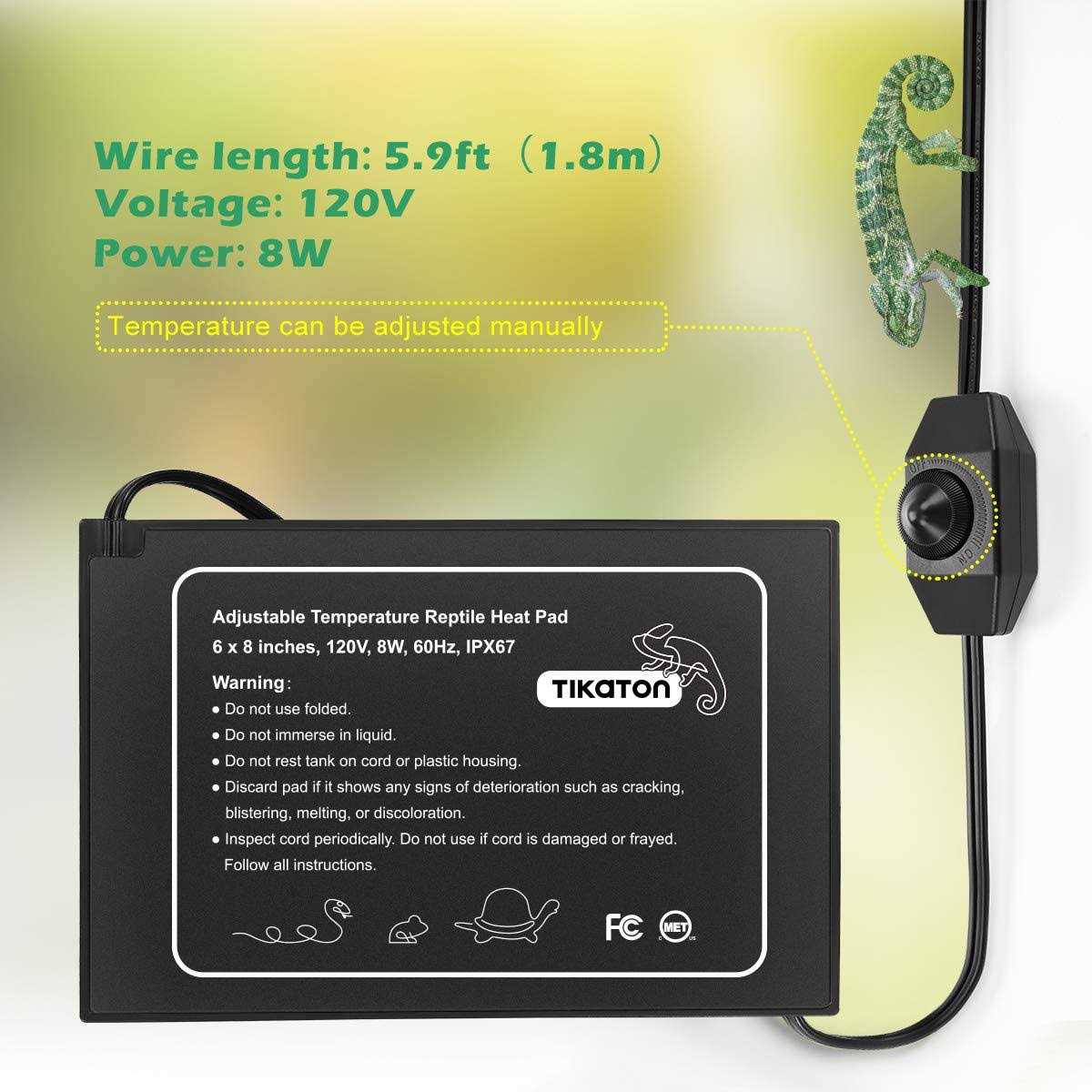 Tikaton Reptile Heat Pad Adjustable Temperature Under Tank Heater for 10-20gal/30-40gal Tank - Image 3